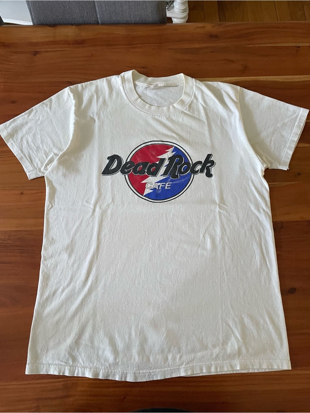 Vintage Grateful Dead T-Shirt Mens Large White Dead Rock Cafe Parody 80s